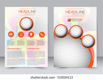 Abstract flyer design background. Brochure template. Annual report cover. Can be used for magazine, business mockup set, education, presentation.  Vector illustration a4 size.  Orange color