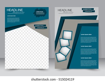Abstract flyer design background. Brochure template. Annual report cover. Can be used for magazine, business mockup set, education, presentation. Vector illustration a4 size. Blue color
