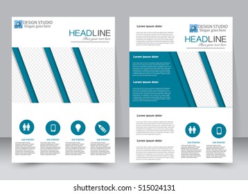Abstract flyer design background. Brochure template. Annual report cover. Can be used for magazine, business mockup set, education, presentation. Vector illustration a4 size. Blue color