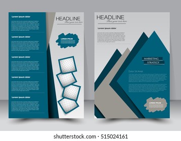 Abstract flyer design background. Brochure template. Annual report cover. Can be used for magazine, business mockup set, education, presentation.  Vector illustration a4 size. Blue color