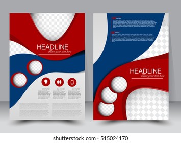 Abstract flyer design background. Brochure template. Annual report cover. Can be used for magazine, business mockup set, education, presentation.  Vector illustration a4 size. Red and blue color