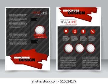 Abstract flyer design background. Brochure template. Annual report cover. Can be used for magazine, business mockup set, education, presentation.  Vector illustration a4 size. Red and black color
