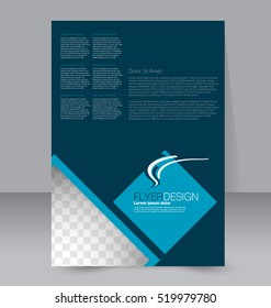 Abstract flyer design background. Brochure template. For magazine cover, business mockup, education, presentation, report. Vector illustration. Blue color.