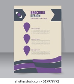 Abstract flyer design background. Brochure template. For magazine cover, business mockup, education, presentation, report. Vector illustration. Purple color.