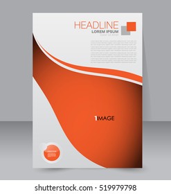 Abstract flyer design background. Brochure template. For magazine cover, business mockup, education, presentation, report. Vector illustration. Orange color.