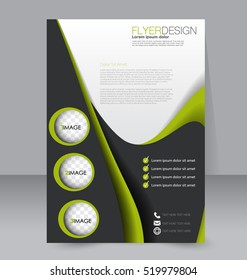 Abstract flyer design background. Brochure template. For magazine cover, business mockup, education, presentation, report. Vector illustration. Black and green color.