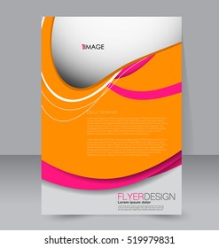Abstract flyer design background. Brochure template. For magazine cover, business mockup, education, presentation, report. Vector illustration. Pink and orange color.