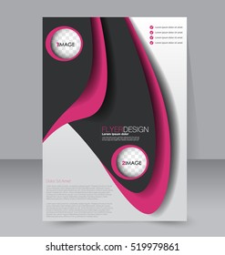 Abstract flyer design background. Brochure template. For magazine cover, business mockup, education, presentation, report. Vector illustration. Black and pink color.