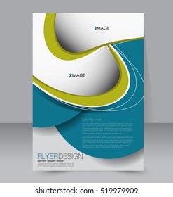 Abstract flyer design background. Brochure template. For magazine cover, business mockup, education, presentation, report. Vector illustration. Blue and green color.