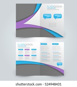 Abstract flyer design background. Brochure template. Can be used for magazine cover, business mockup, education, presentation, report.  Blue and purple color.