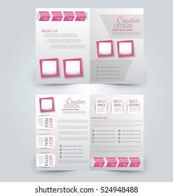 Abstract flyer design background. Brochure template. Can be used for magazine cover, business mockup, education, presentation, report.  Pink color.