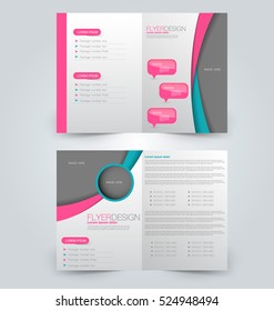 Abstract flyer design background. Brochure template. Can be used for magazine cover, business mockup, education, presentation, report.  Pink and green color.