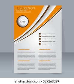 Abstract flyer design background. Brochure template. For magazine cover, business mockup, education, presentation, report. Vector illustration. Orange color.