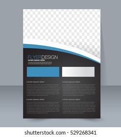 Abstract flyer design background. Brochure template. For magazine cover, business mockup, education, presentation, report. Vector illustration. Black and blue color.