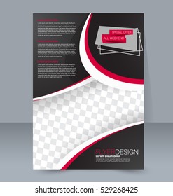 Abstract flyer design background. Brochure template. For magazine cover, business mockup, education, presentation, report. Vector illustration. Black and red color.