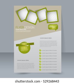 Abstract flyer design background. Brochure template. For magazine cover, business mockup, education, presentation, report. Vector illustration. Green color.