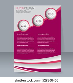 Abstract flyer design background. Brochure template. For magazine cover, business mockup, education, presentation, report. Vector illustration. Pink color.