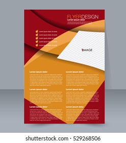Abstract flyer design background. Brochure template. For magazine cover, business mockup, education, presentation, report. Vector illustration. Red and orange color.