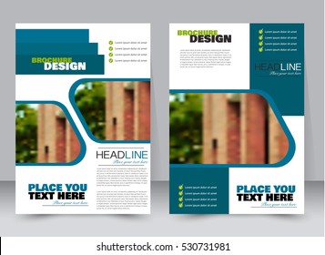 Abstract flyer design background. Brochure template. Annual report cover. Can be used for magazine, business mockup set, education, presentation. Vector illustration a4 size.  Blue and green color.