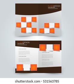 Abstract flyer design background. Brochure template. Can be used for magazine cover, business mockup, education, presentation, report. Orange and brown color.