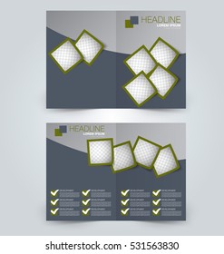 Abstract flyer design background. Brochure template. Can be used for magazine cover, business mockup, education, presentation, report. Green and grey color.