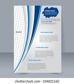Abstract flyer design background. Brochure template. For magazine cover, business mockup, education, presentation, report. Vector illustration. Blue color.