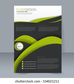 Abstract flyer design background. Brochure template. For magazine cover, business mockup, education, presentation, report. Vector illustration. Black and green color