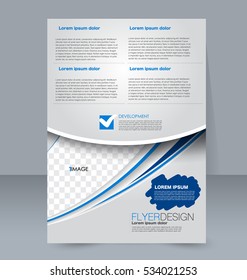 Abstract flyer design background. Brochure template. For magazine cover, business mockup, education, presentation, report. Vector illustration. Blue color