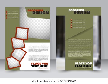 Abstract flyer design background. Brochure template. Annual report cover. Can be used for magazine, business mockup set, education, presentation. Vector illustration a4 size.  Green and red color.