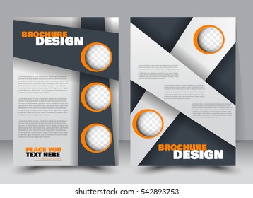 Abstract flyer design background. Brochure template. Annual report cover. Can be used for magazine, business mockup set, education, presentation. Vector illustration a4 size.  Orange and grey color.