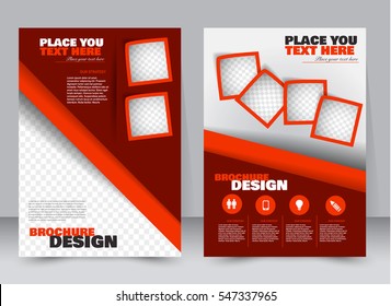 Abstract flyer design background. Brochure template. Annual report cover. Can be used for magazine, business mockup set, education, presentation. Vector illustration a4 size.  Red color.
