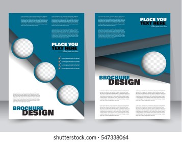 Abstract flyer design background. Brochure template. Annual report cover. Can be used for magazine, business mockup set, education, presentation. Vector illustration a4 size.  Blue color.