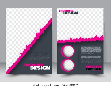 Abstract flyer design background. Brochure template. Annual report cover. Can be used for magazine, business mockup set, education, presentation. Vector illustration a4 size.  Pink and grey color.