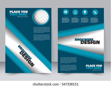 Abstract flyer design background. Brochure template. Annual report cover. Can be used for magazine, business mockup set, education, presentation. Vector illustration a4 size.  Blue color.