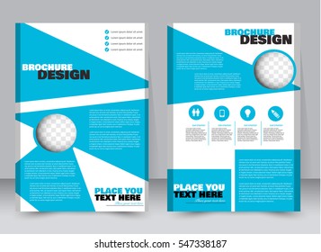 Abstract flyer design background. Brochure template. Annual report cover. Can be used for magazine, business mockup set, education, presentation. Vector illustration a4 size.  Blue color.