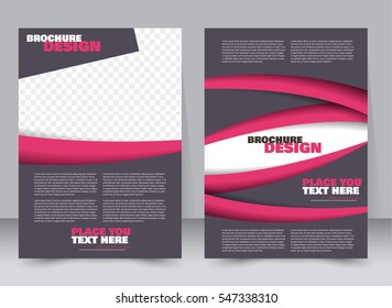 Abstract flyer design background. Brochure template. Annual report cover. Can be used for magazine, business mockup set, education, presentation. Vector illustration a4 size.  Pink color.