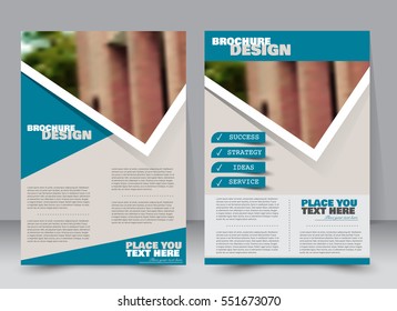 Abstract flyer design background. Brochure template. Annual report cover. Can be used for magazine, business mockup set, education, presentation. Vector illustration a4 size.  Blue color