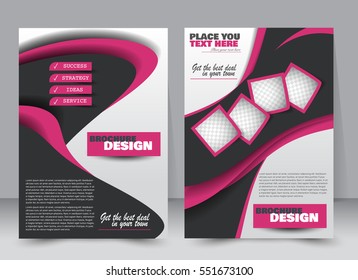 Abstract flyer design background. Brochure template. Annual report cover. Can be used for magazine, business mockup set, education, presentation. Vector illustration a4 size.  Pink and black color