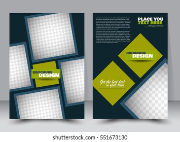 Abstract flyer design background. Brochure template. Annual report cover. Can be used for magazine, business mockup set, education, presentation. Vector illustration a4 size.  Green and blue color