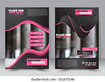 Abstract flyer design background. Brochure template. Annual report cover. Can be used for magazine, business mockup set, education, presentation. Vector illustration a4 size.  Pink and black color
