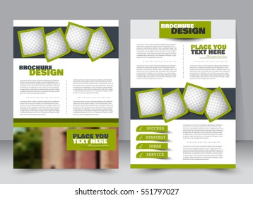 Abstract flyer design background. Brochure template. Annual report cover. Can be used for magazine, business mockup set, education, presentation. Vector illustration a4 size.  Green color.