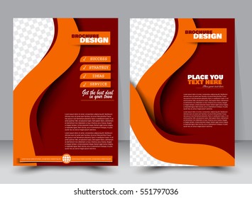 Abstract flyer design background. Brochure template. Annual report cover. Can be used for magazine, business mockup set, education, presentation. Vector illustration a4 size. Orange and red color.