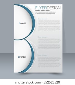Abstract flyer design background. Brochure template. For magazine cover, business mockup, education, presentation, report. Vector illustration. Blue color