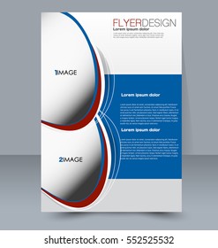 Abstract flyer design background. Brochure template. For magazine cover, business mockup, education, presentation, report. Vector illustration. Blue and red color