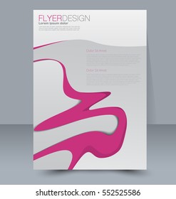 Abstract flyer design background. Brochure template. For magazine cover, business mockup, education, presentation, report. Vector illustration. Pink color.