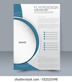 Abstract flyer design background. Brochure template. For magazine cover, business mockup, education, presentation, report. Vector illustration. Blue color.