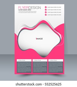 Abstract flyer design background. Brochure template. For magazine cover, business mockup, education, presentation, report. Vector illustration. Pink color.