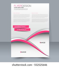 Abstract flyer design background. Brochure template. For magazine cover, business mockup, education, presentation, report. Vector illustration. Pink color.