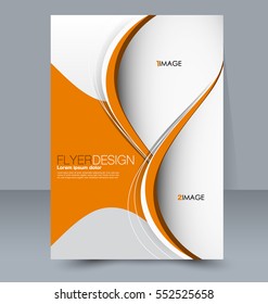 Abstract flyer design background. Brochure template. For magazine cover, business mockup, education, presentation, report. Vector illustration. Orange color.