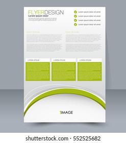 Abstract flyer design background. Brochure template. For magazine cover, business mockup, education, presentation, report. Vector illustration. Green color.